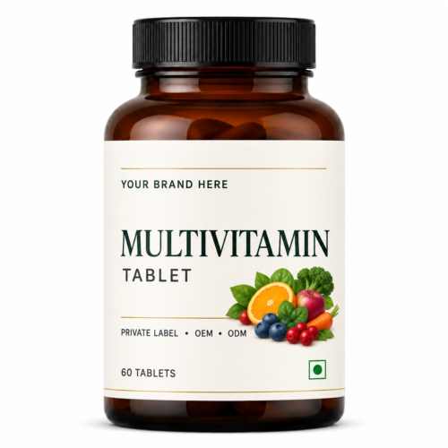 Premium Multivitamin Tablet Bottle Mockup Multivitamin Tablets with 21 fruit extracts vitamins minerals and amino acids for private label manufacturing